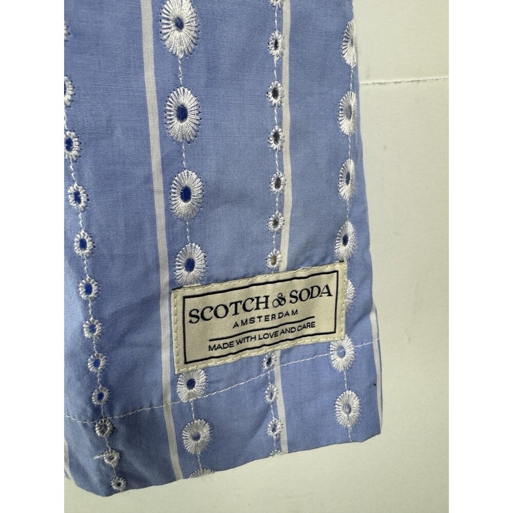 Scotch and Soda $148 Embroidered-Stripe Relaxed-Fit Short Sleeve Shirt Sz: M - Picture 5 of 8